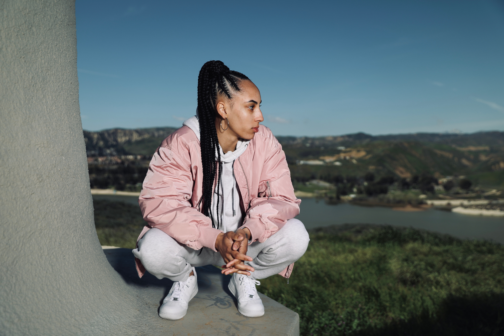 Jamae Aletha portrait, hilltop at golden hour